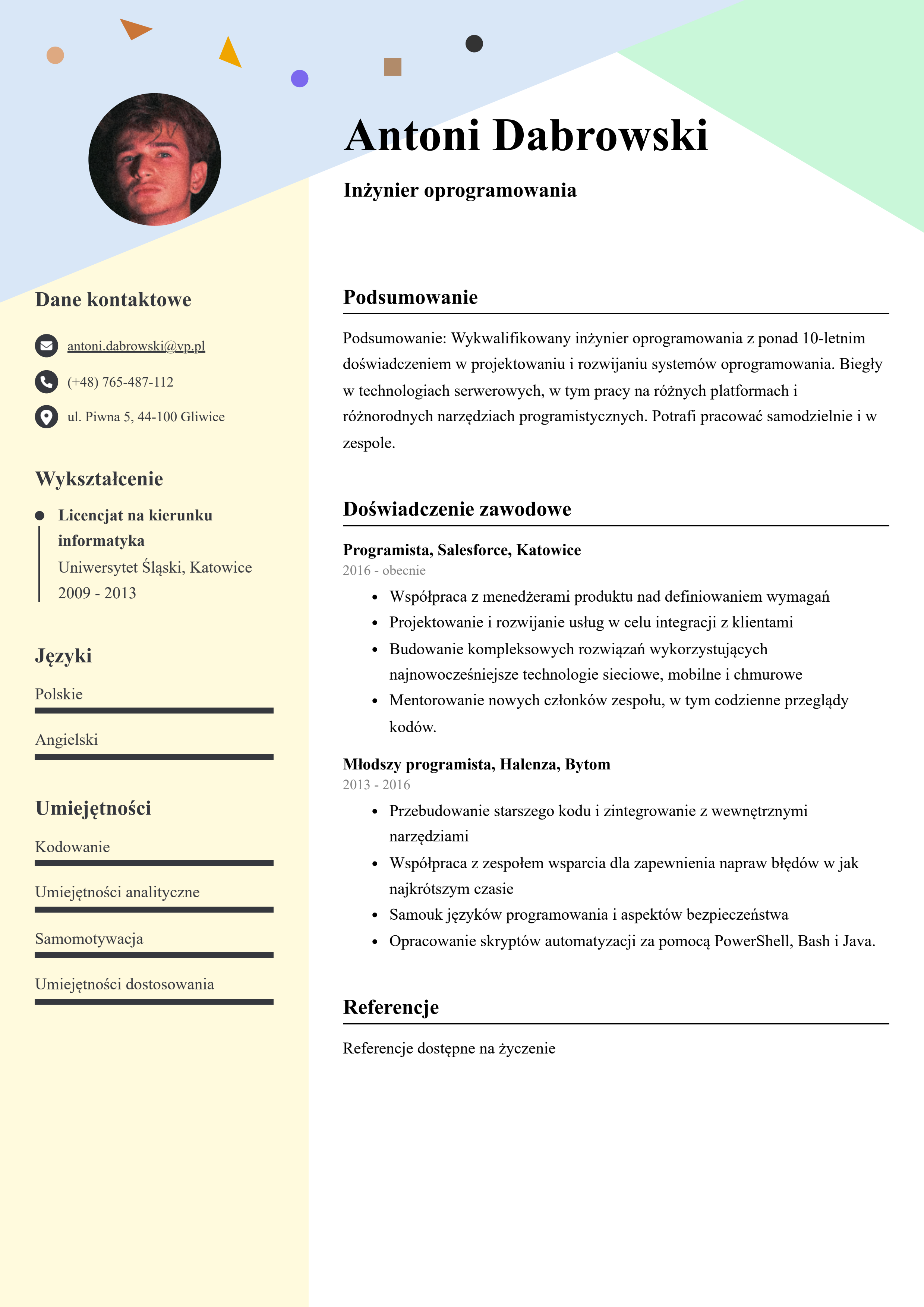 cv kreator szablon