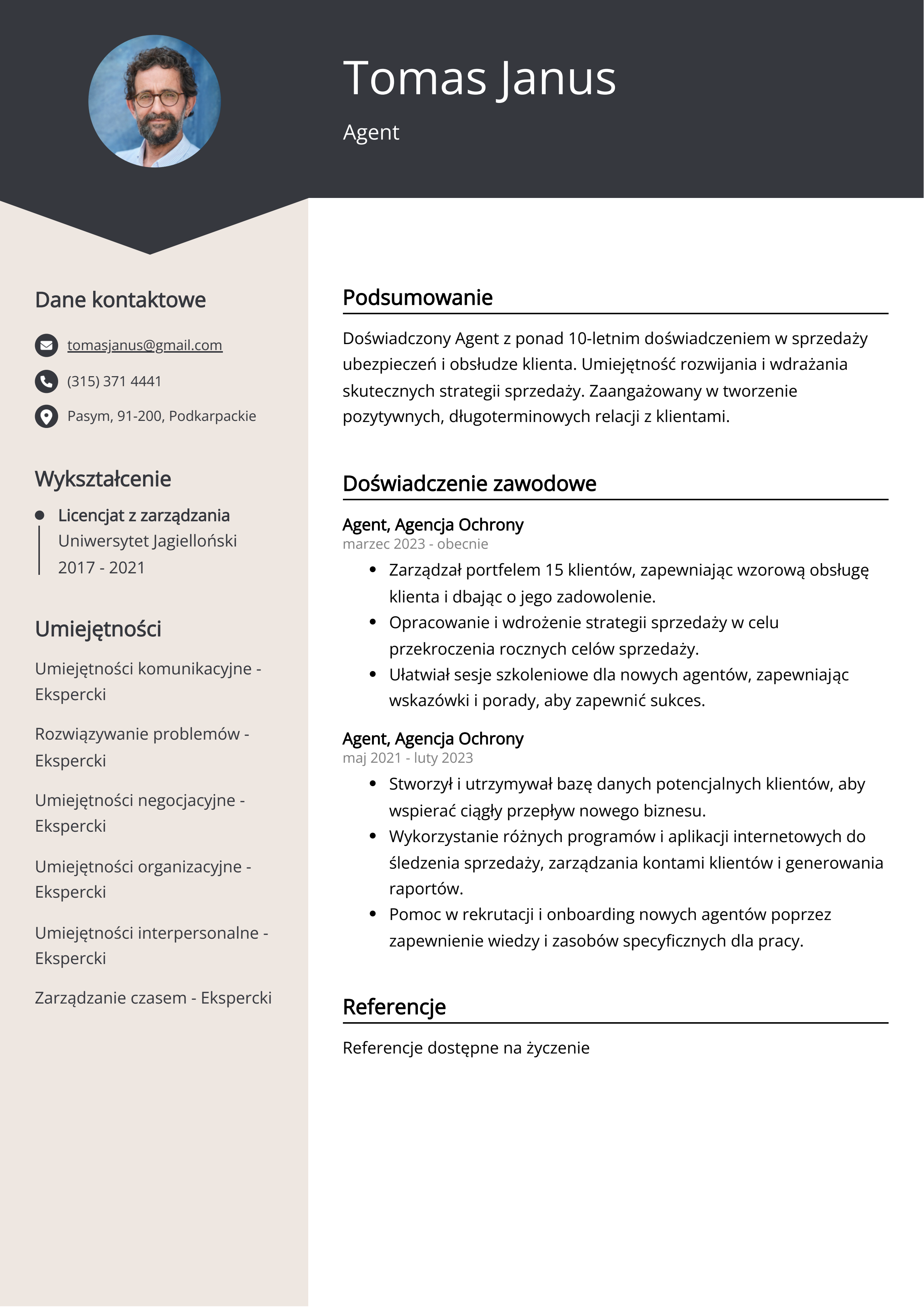 Przykład CV Agent