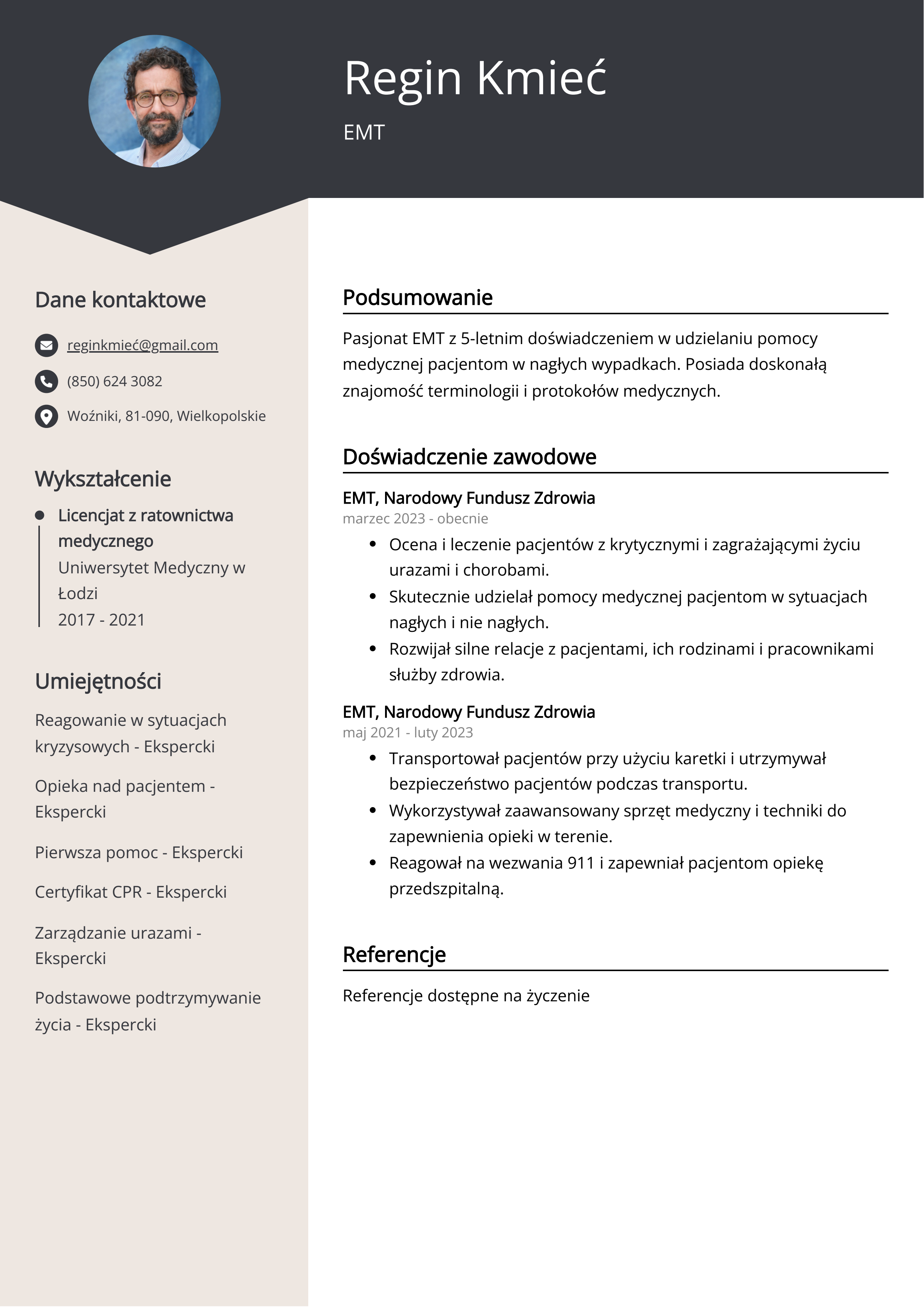 Przykład CV EMT