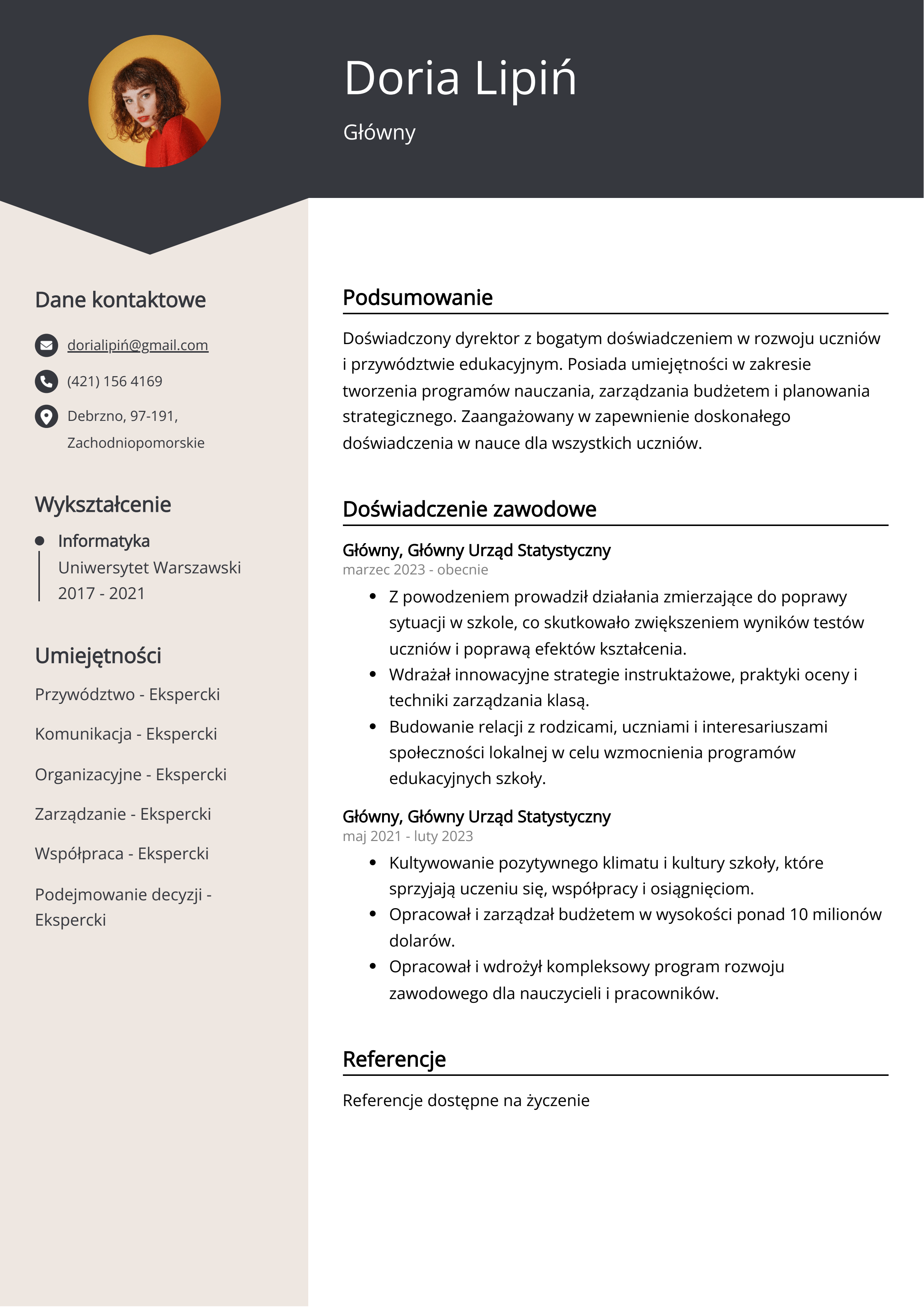 Główny przykład CV