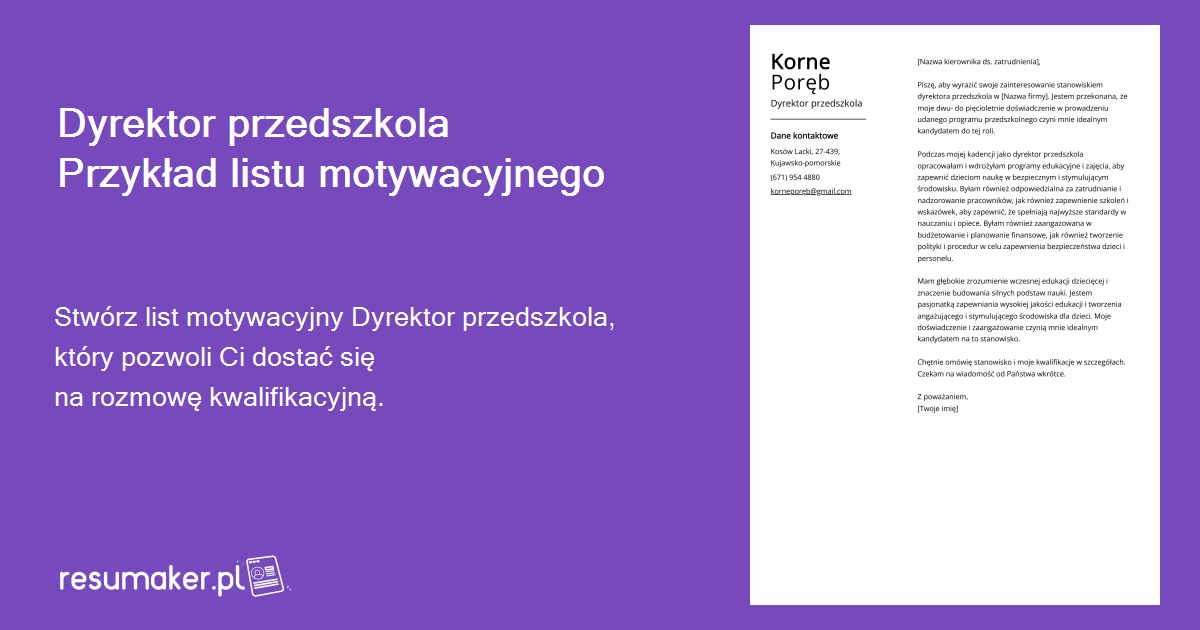 Odwołanie Do Dyrektora Przedszkola Wzór Przykłady listów motywacyjnych Dyrektor przedszkola (szablon i ponad 20