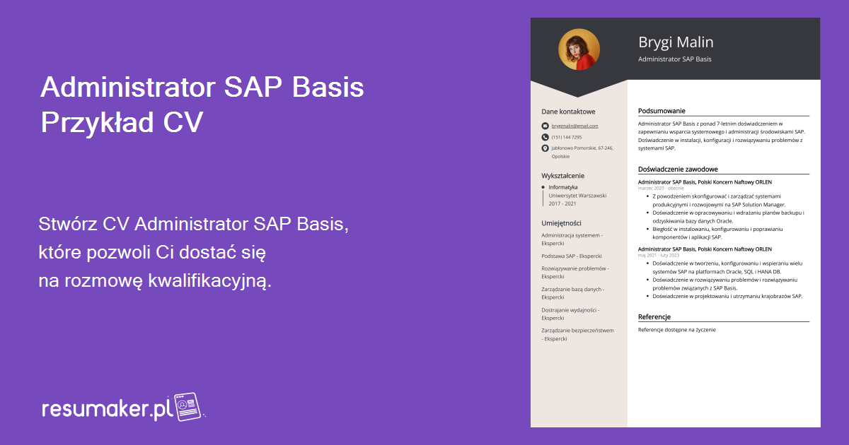 Przykłady CV Administrator SAP Basis (szablon i ponad 20 wskazówek)