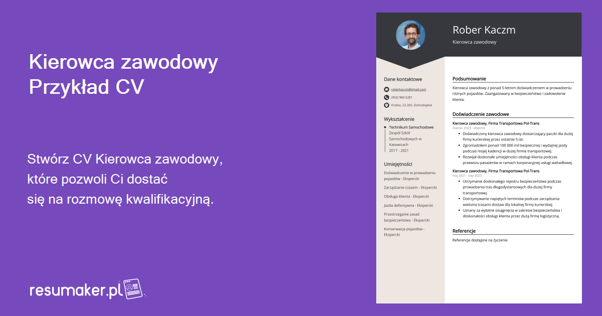 Pierwsze Cv Po Technikum Wzór Przykłady CV Kierowca zawodowy (szablon i ponad 20 wskazówek)